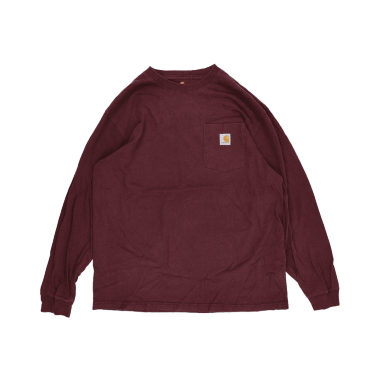 Carhartt Burgundy Long Sleeve T-Shirt Size Large Cotton Crew Neck
