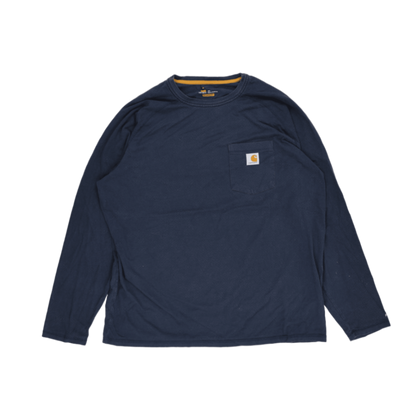 Carhartt XL Navy Blue Long Sleeve Cotton T-shirt Crew Neck Men's Clothing