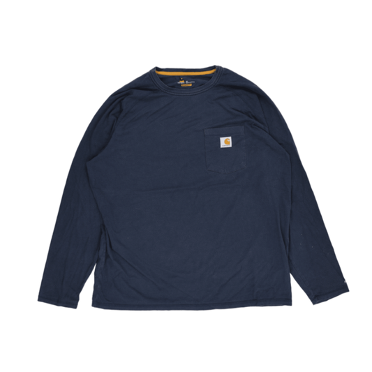 Carhartt XL Navy Blue Long Sleeve Cotton T-shirt Crew Neck Men's Clothing