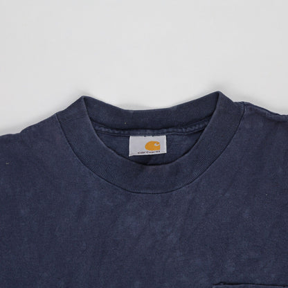 Carhartt Navy Cotton T-Shirt Large Vintage Casual Crew Neck