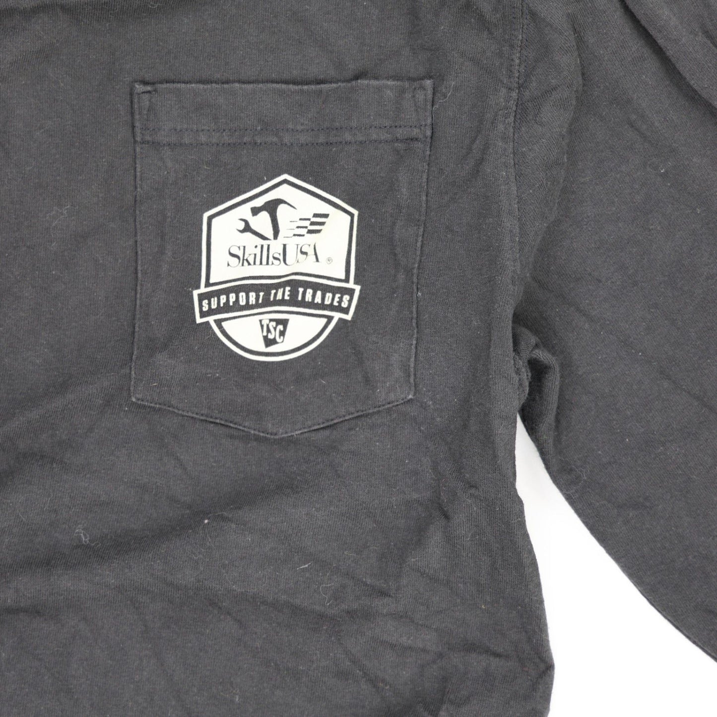Carhartt SkillsUSA Support The Trades Black Long Sleeve Loose Fit T-Shirt Small Cotton Workwear Crew Neck