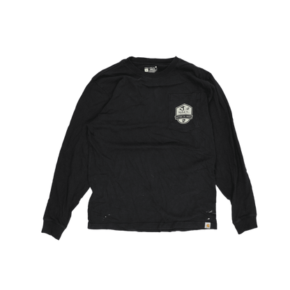 Carhartt SkillsUSA Support The Trades Black Long Sleeve Loose Fit T-Shirt Small Cotton Workwear Crew Neck