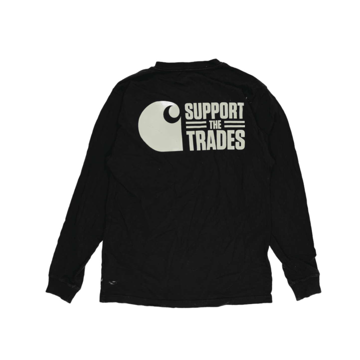 Carhartt SkillsUSA Support The Trades Black Long Sleeve Loose Fit T-Shirt Small Cotton Workwear Crew Neck
