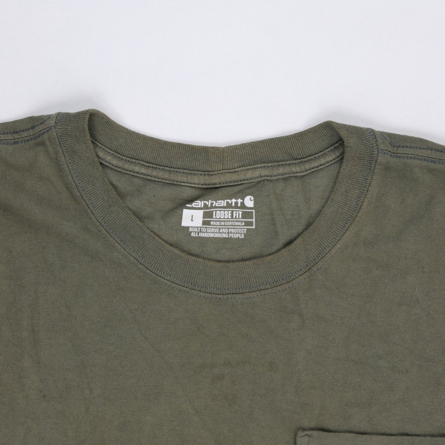 Carhartt Loose Fit Khaki Green Cotton Pocket T-Shirt Size Large