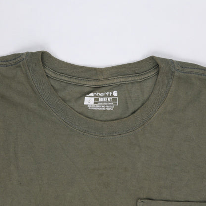 Carhartt Loose Fit Khaki Green Cotton Pocket T-Shirt Size Large