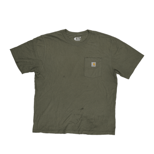 Carhartt Loose Fit Khaki Green Cotton Pocket T-Shirt Size Large