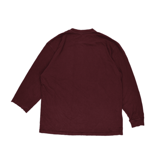 Carhartt Burgundy Cotton Henley Long Sleeve Shirt Size Large Vintage