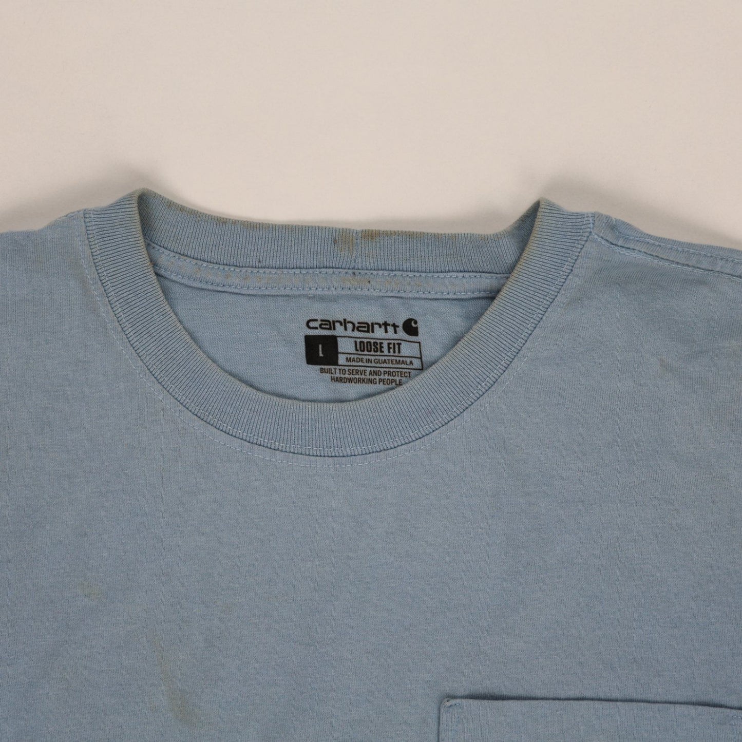 Carhartt Blue Crew Neck T-Shirt Large Cotton Casual Men's Clothing