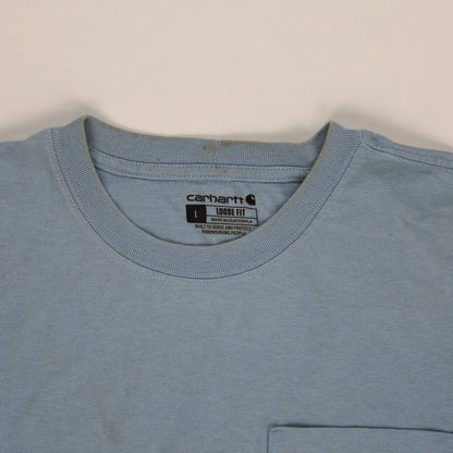 Carhartt Blue Crew Neck T-Shirt Large Cotton Casual Men's Clothing
