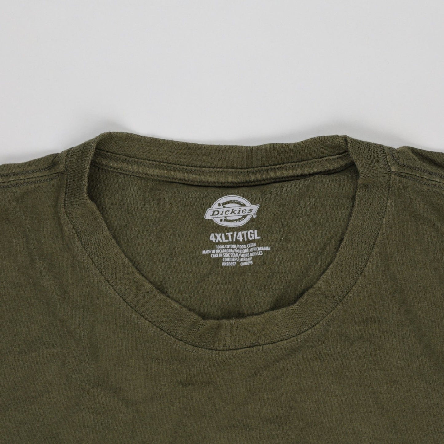Dickies Olive Green 100 Percent Cotton Pocket T-Shirt 4XLT Casual Crew Neck Men