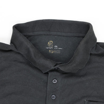 Carhartt Black Cotton Polo Shirt 4XL Vintage Mens Collared T-Shirt