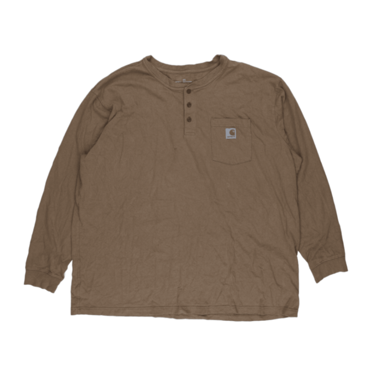 Carhartt Brown Henley Long Sleeve Shirt 3XL Cotton Crew Neck Mens