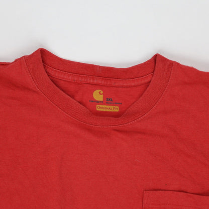 Carhartt Red 3XL Cotton Pocket T-Shirt for Men Crew Neck Casual Style