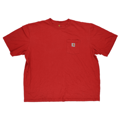 Carhartt Red 3XL Cotton Pocket T-Shirt for Men Crew Neck Casual Style
