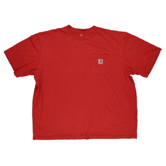 Carhartt Red 3XL Cotton Pocket T-Shirt for Men Crew Neck Casual Style