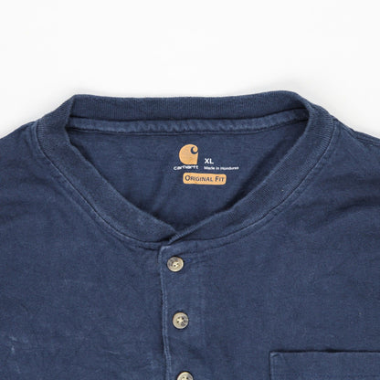 Carhartt XL Navy Long Sleeve Henley Shirt Cotton Men's Clothing
