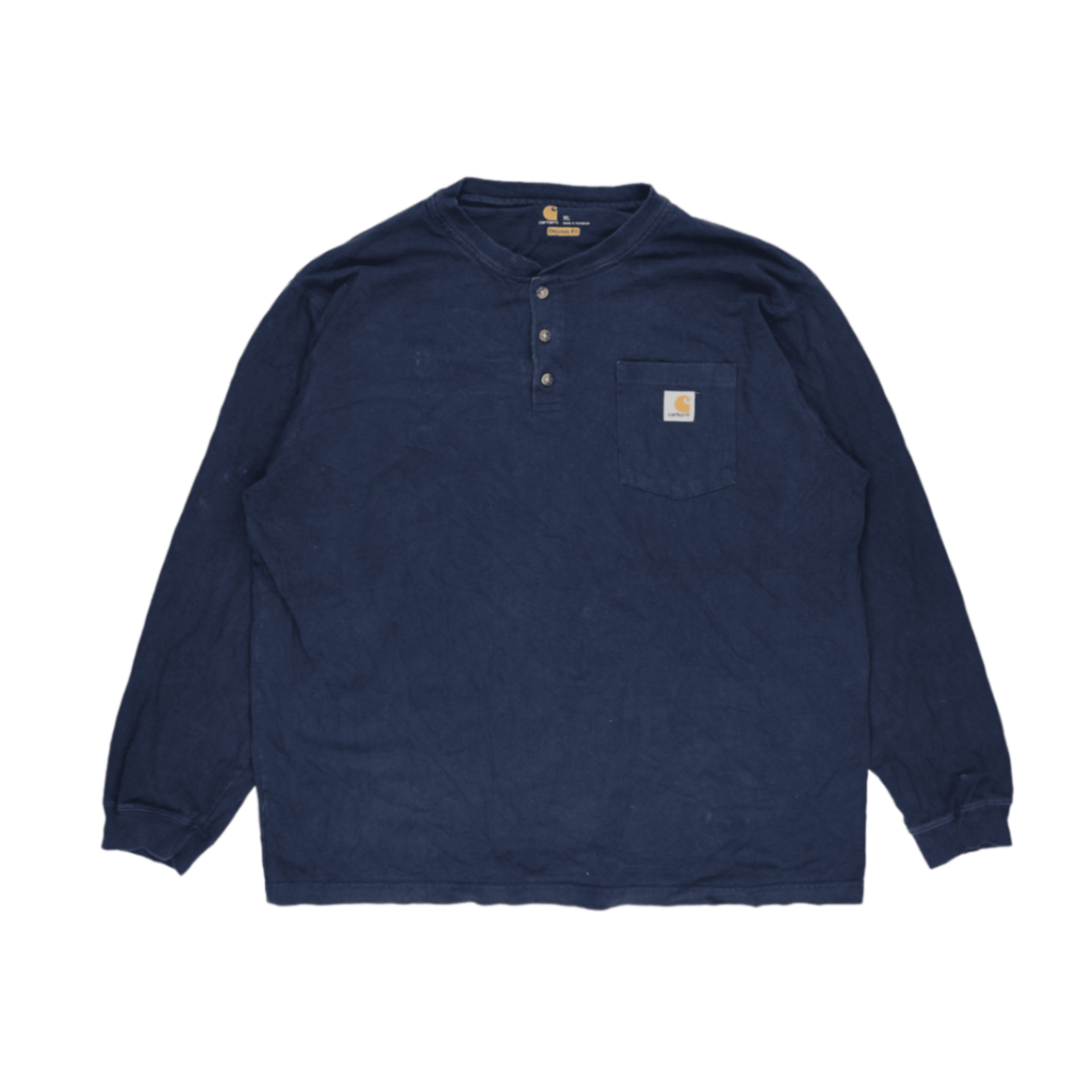 Carhartt XL Navy Long Sleeve Henley Shirt Cotton Men's Clothing
