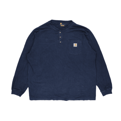Carhartt XL Navy Long Sleeve Henley Shirt Cotton Men's Clothing