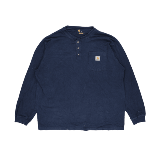 Carhartt XL Navy Long Sleeve Henley Shirt Cotton Men's Clothing