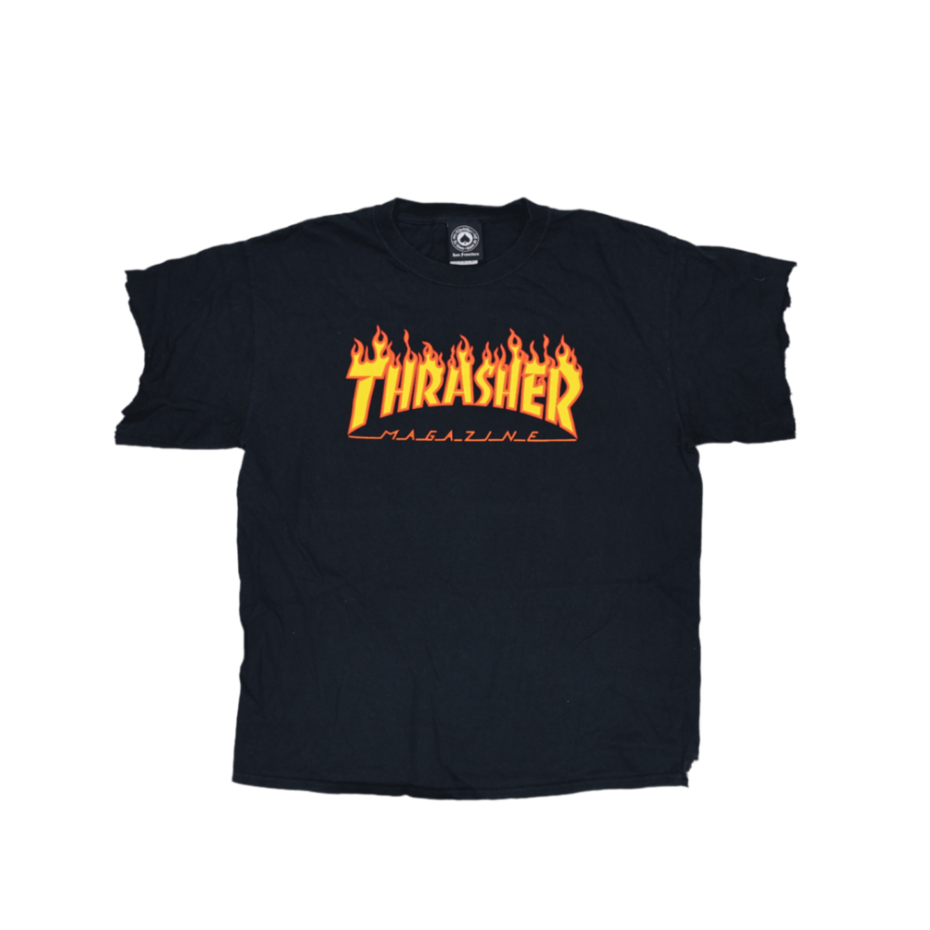 Thrasher Flame Logo Graphic T-Shirt Black Large Cotton
