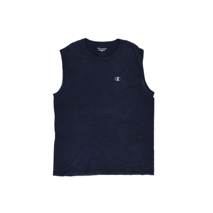 Champion Sleeveless Vest Top Navy Blue Large Cotton Blend Crew Neck