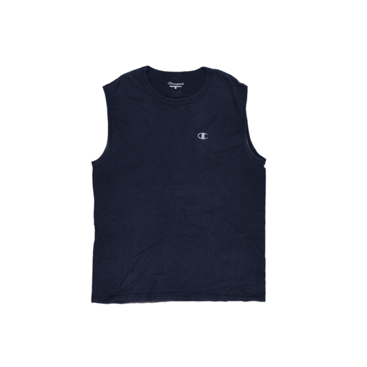 Champion Sleeveless Vest Top Navy Blue Large Cotton Blend Crew Neck