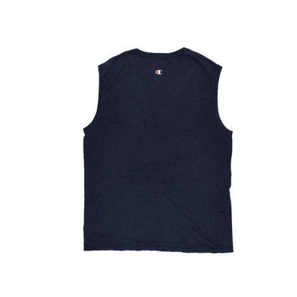 Champion Sleeveless Vest Top Navy Blue Large Cotton Blend Crew Neck