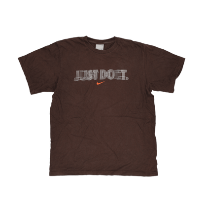 Nike Vintage Brown Just Do It Graphic T-Shirt Large 100% Cotton Crew Neck Casual