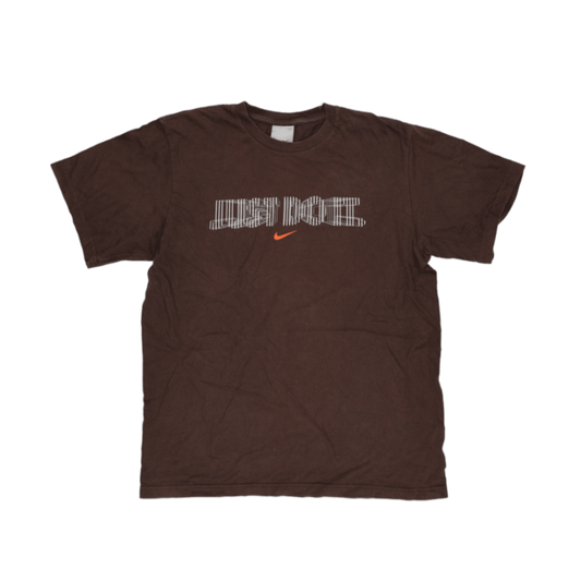 Nike Vintage Brown Just Do It Graphic T-Shirt Large 100% Cotton Crew Neck Casual