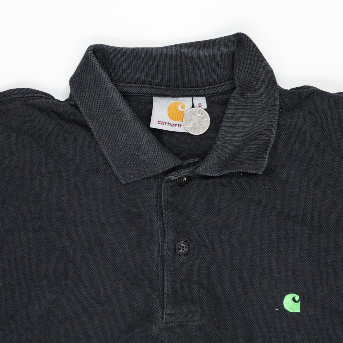 Carhartt Black Cotton Short Sleeve Polo Shirt Size Small