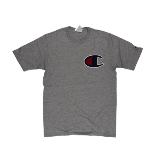 Champion Grey Classic Fit T-Shirt Medium Cotton Crew Neck Vintage