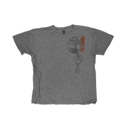 Timberland Grey Graphic Tee XL Cotton Crew Neck Short Sleeve T-Shirt for Men