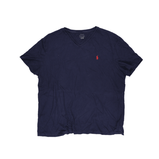 Ralph Lauren Navy Blue V-Neck Cotton T-Shirt Large Classic Fit