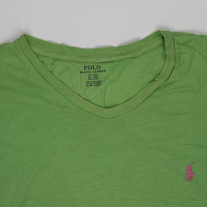 Ralph Lauren Green Cotton V-Neck T-Shirt Size Large Men's Casual Shirt