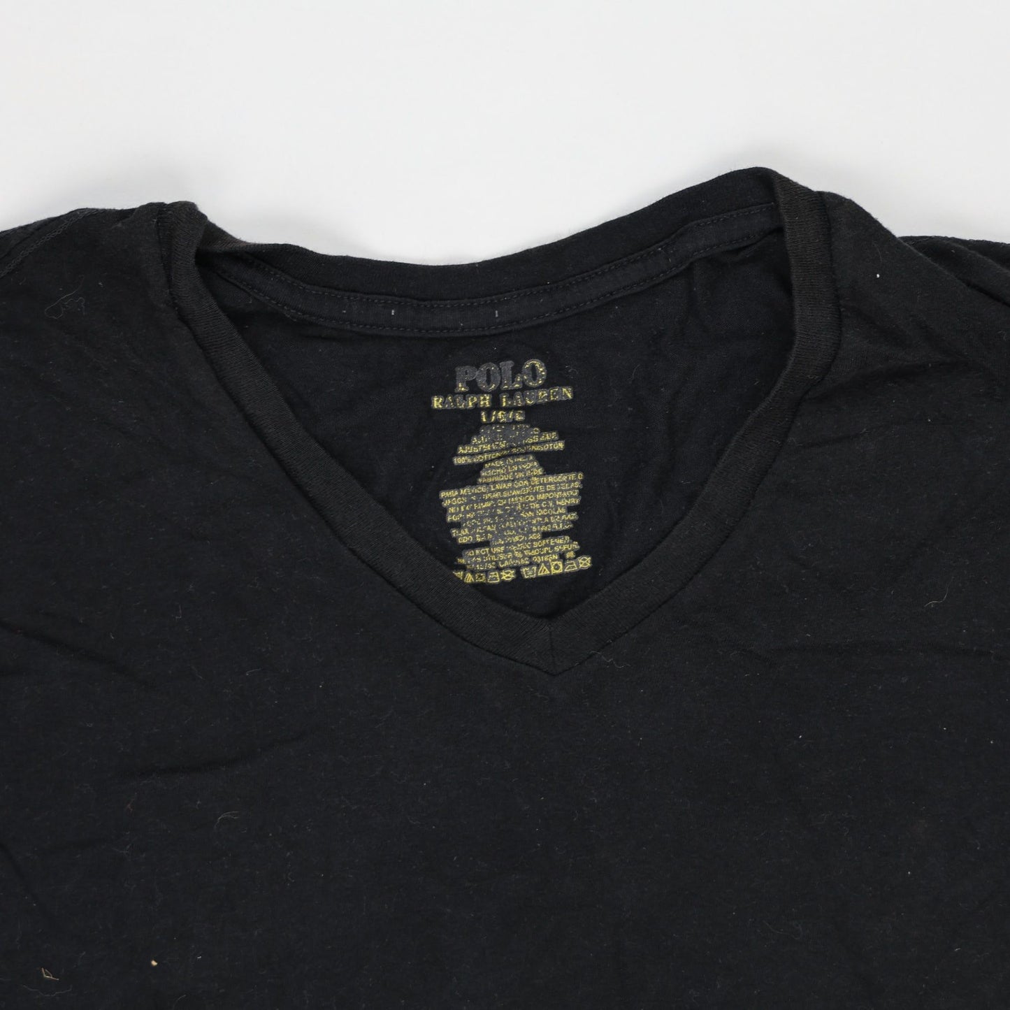Polo Ralph Lauren Black Cotton V-Neck T-Shirt Size Large Short Sleeve Men