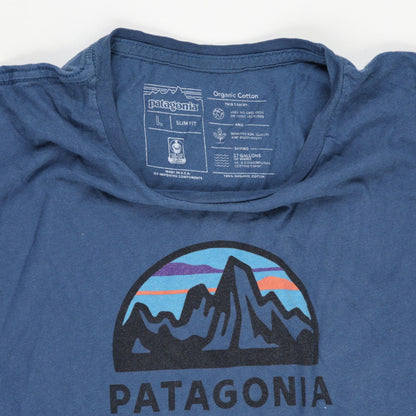 Patagonia Blue Organic Cotton T-Shirt Large Crew Neck Casual Men's Clothing