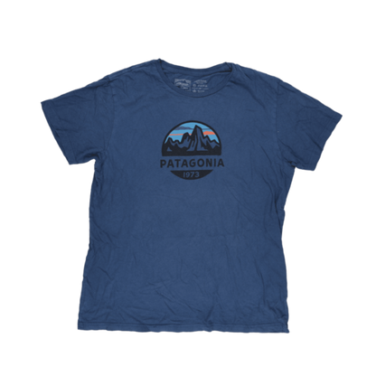Patagonia Blue Organic Cotton T-Shirt Large Crew Neck Casual Men's Clothing