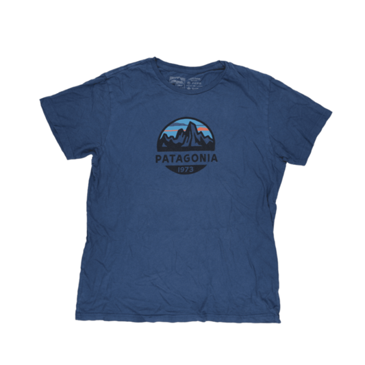 Patagonia Blue Organic Cotton T-Shirt Large Crew Neck Casual Men's Clothing
