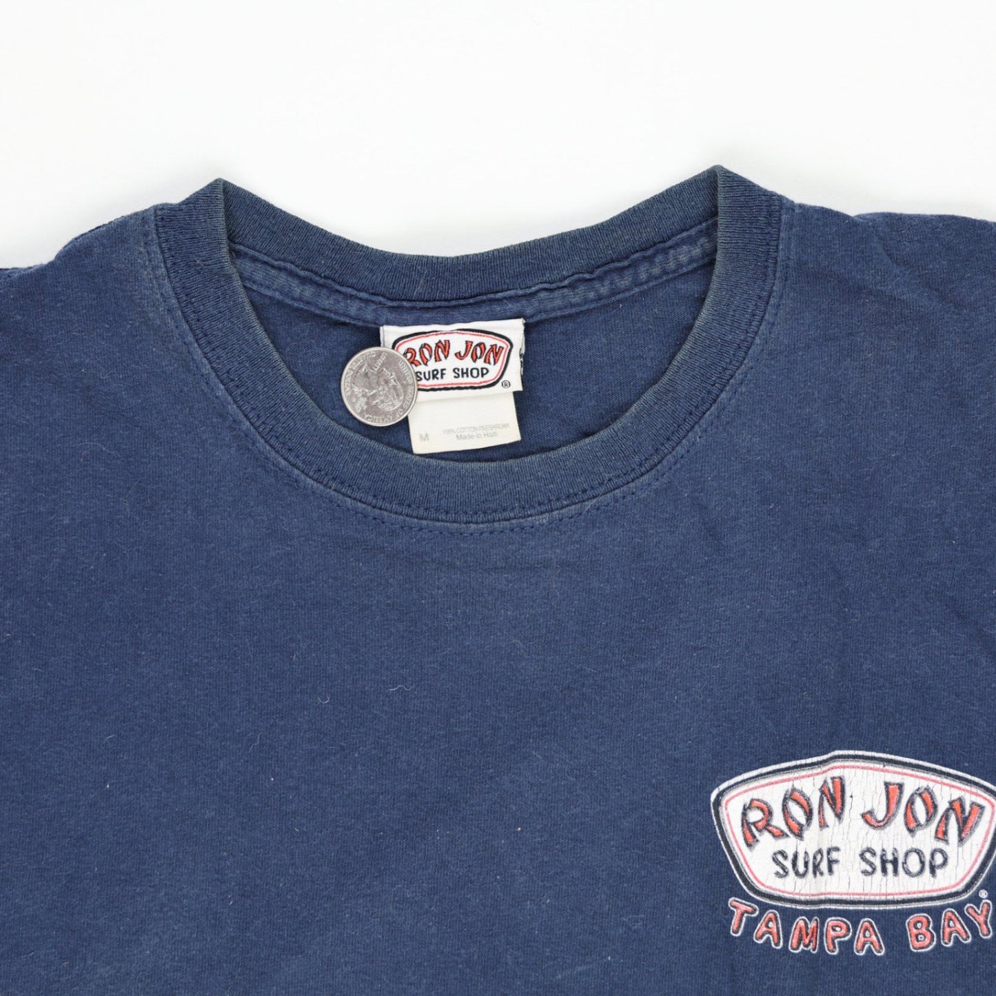 Ron Jon Surf Shop Navy Blue Vintage Logo T-Shirt Men Medium Cotton Crew Neck