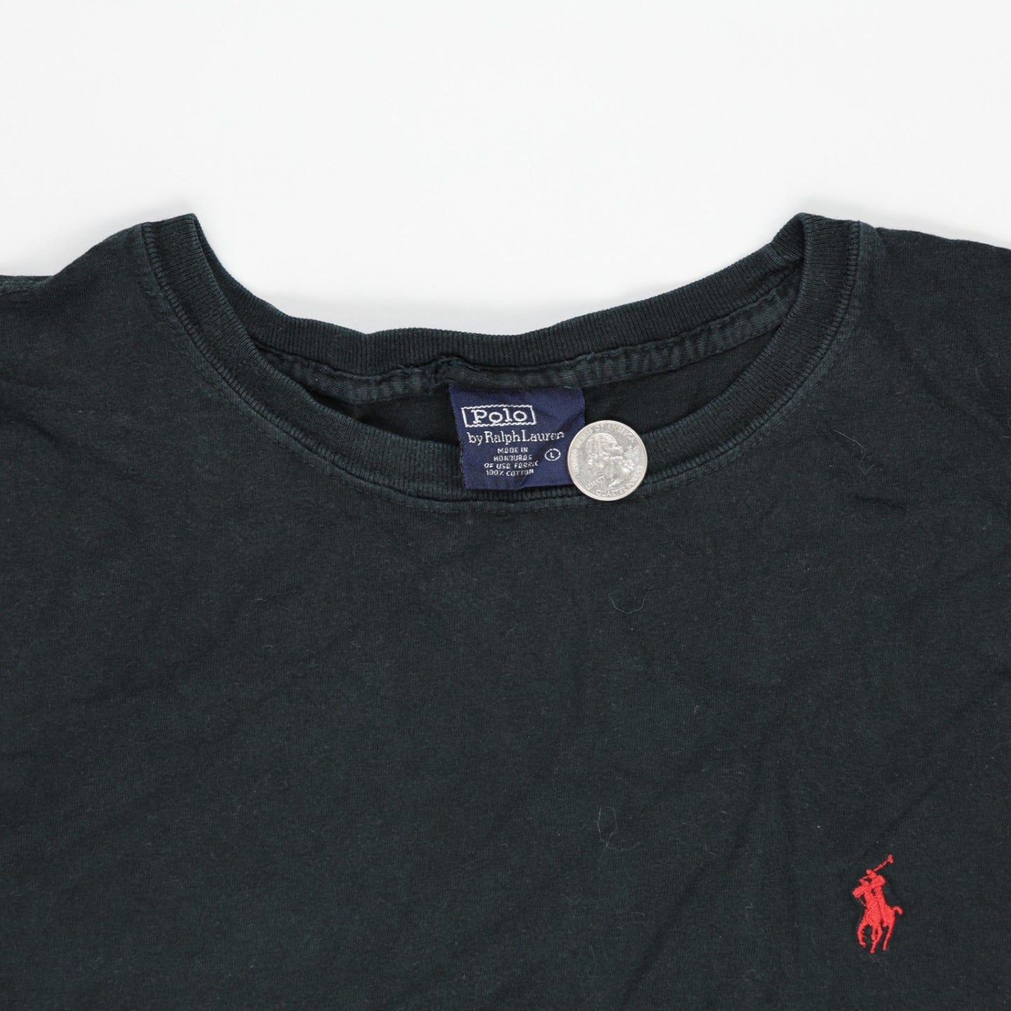Ralph Lauren Black Cotton T-Shirt Large Vintage Casual Crew Neck Mens