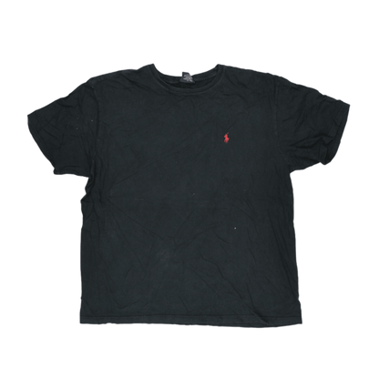 Ralph Lauren Black Cotton T-Shirt Large Vintage Casual Crew Neck Mens