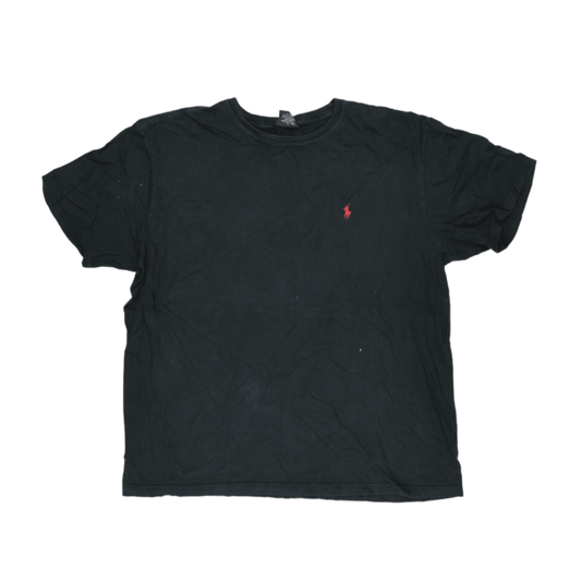 Ralph Lauren Black Cotton T-Shirt Large Vintage Casual Crew Neck Mens