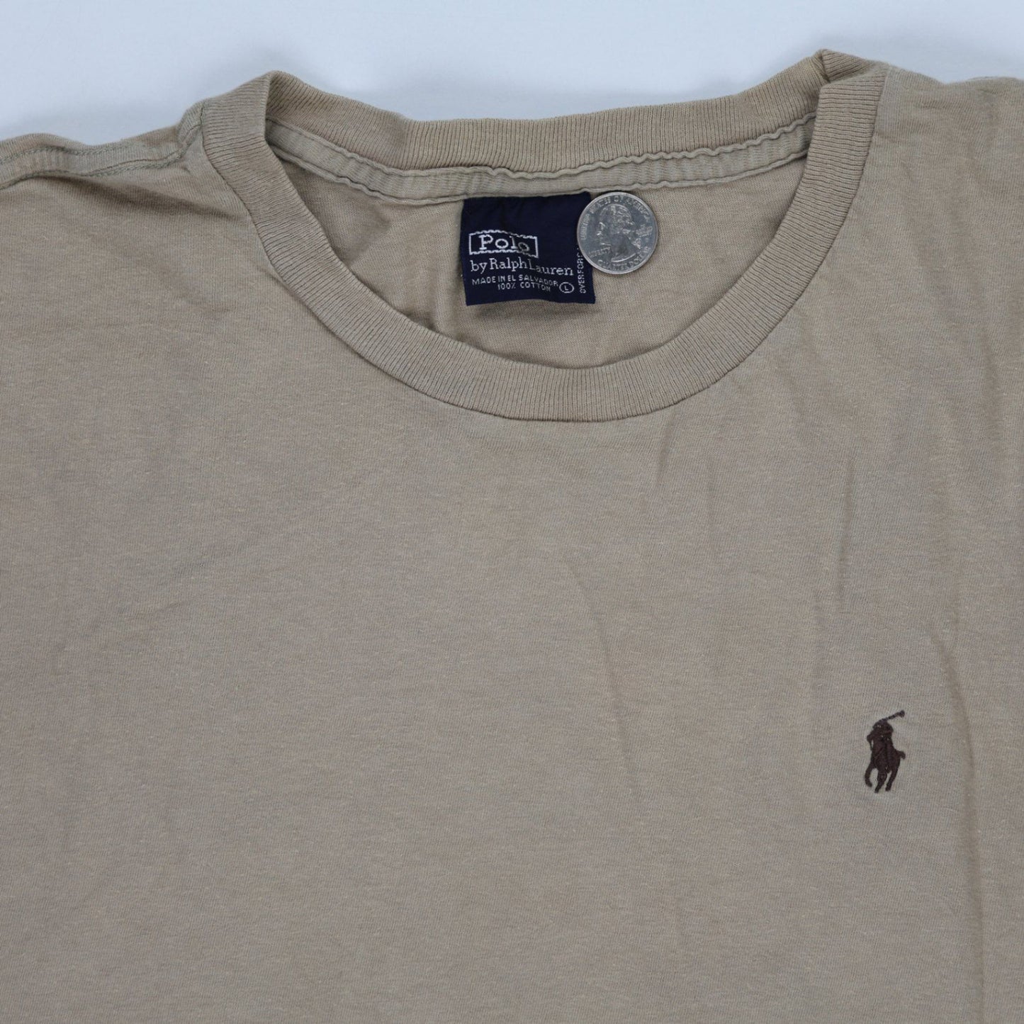 Ralph Lauren Vintage Tan Crew Neck T-Shirt XL 100 Percent Cotton