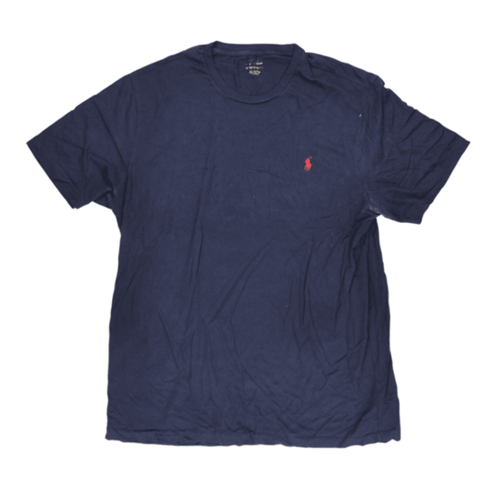 Polo Ralph Lauren Navy Blue Cotton T-Shirt XL Casual Tee Crew Neck Vintage