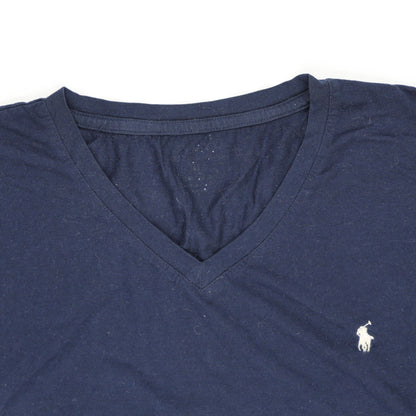 Ralph Lauren Navy Blue Cotton V-Neck Casual T-Shirt Large