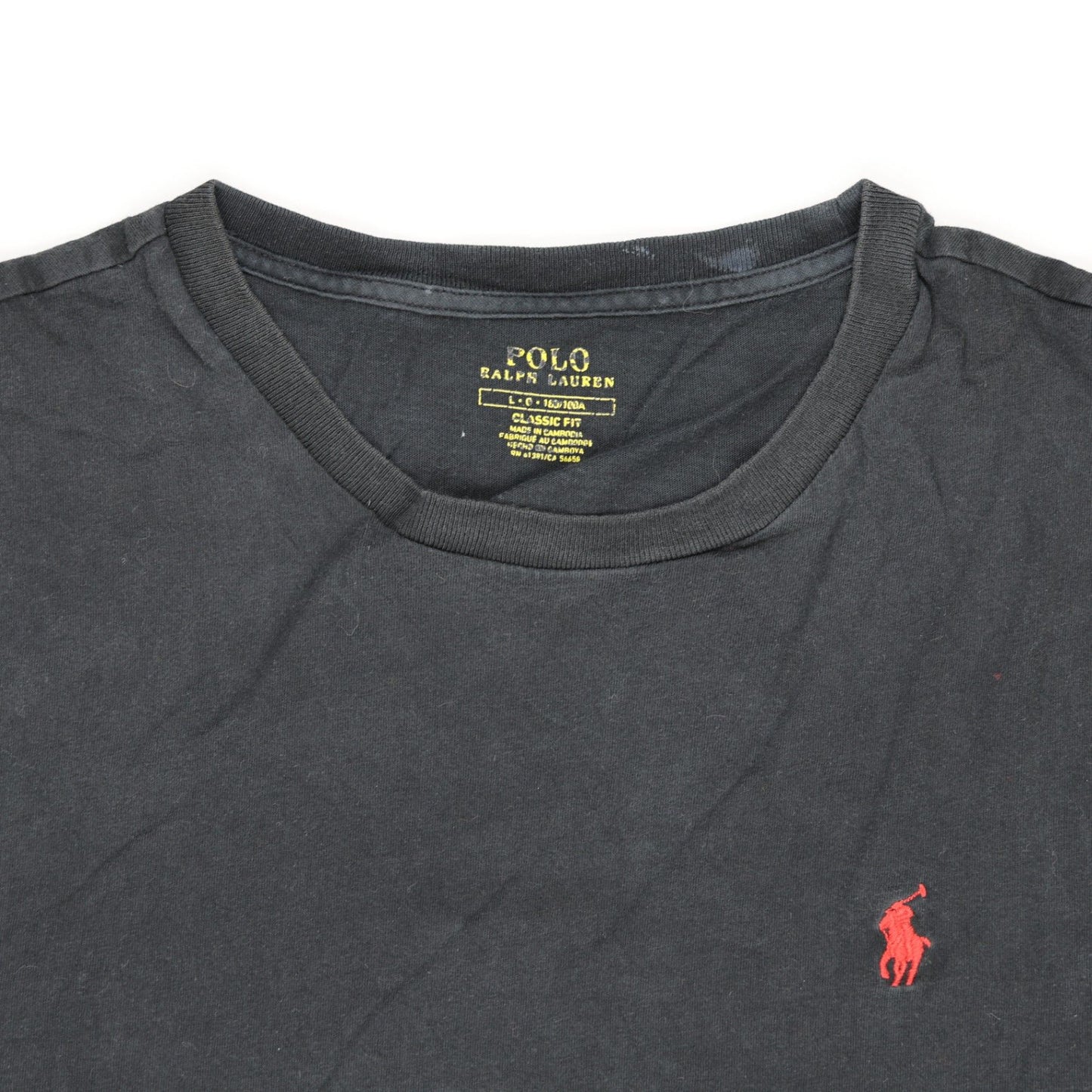 Ralph Lauren Men's Classic Fit Black T-Shirt Large Cotton Crew Neck