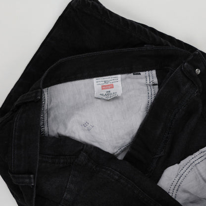 Wrangler Black Relaxed Fit Shorts 38 in 100 Percent Cotton