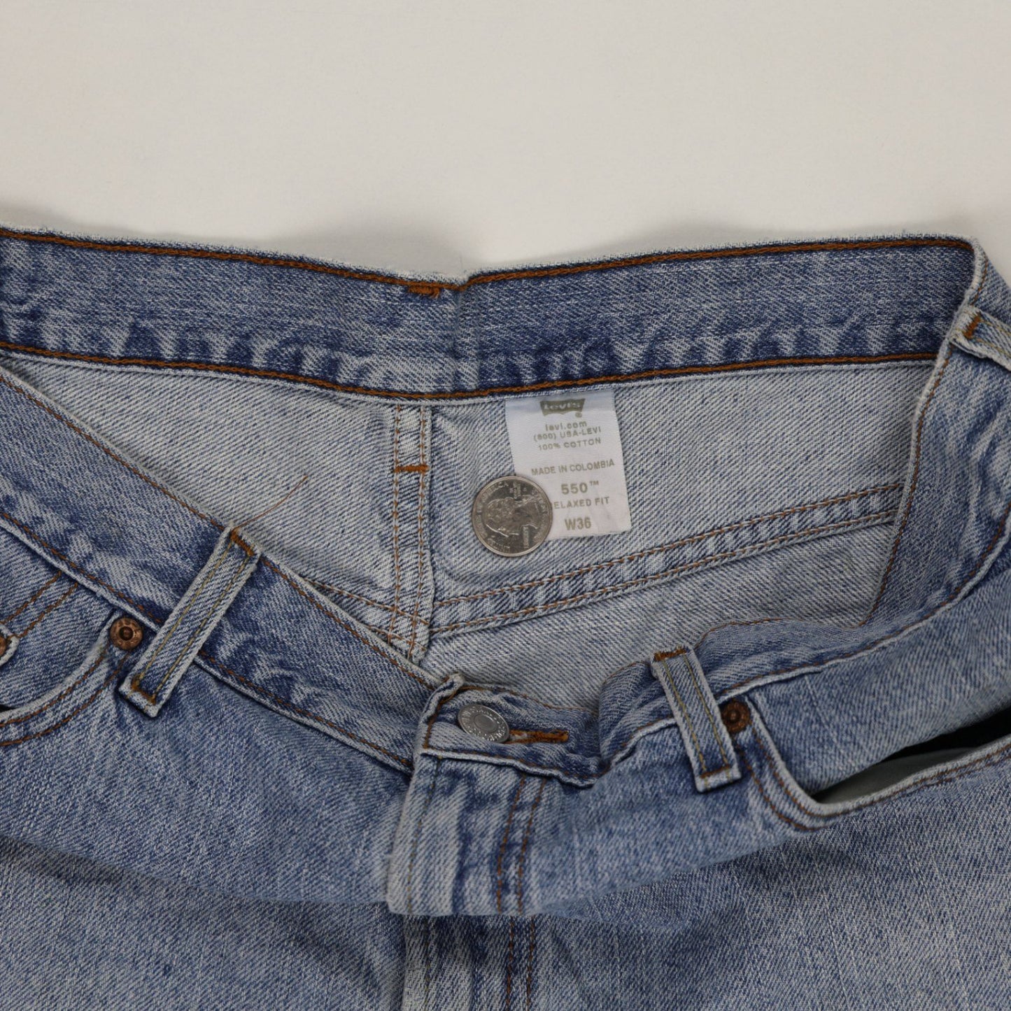 Levi's 550 Relaxed Fit Vintage Denim Shorts Light Blue W36 100% Cotton