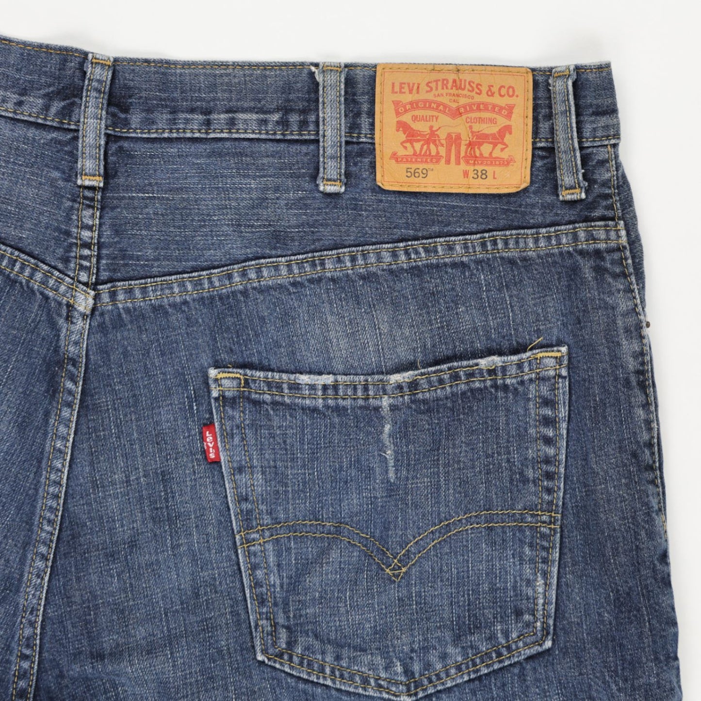 Levi's 569 Loose Fit Denim Shorts Vintage Blue W38 100% Cotton