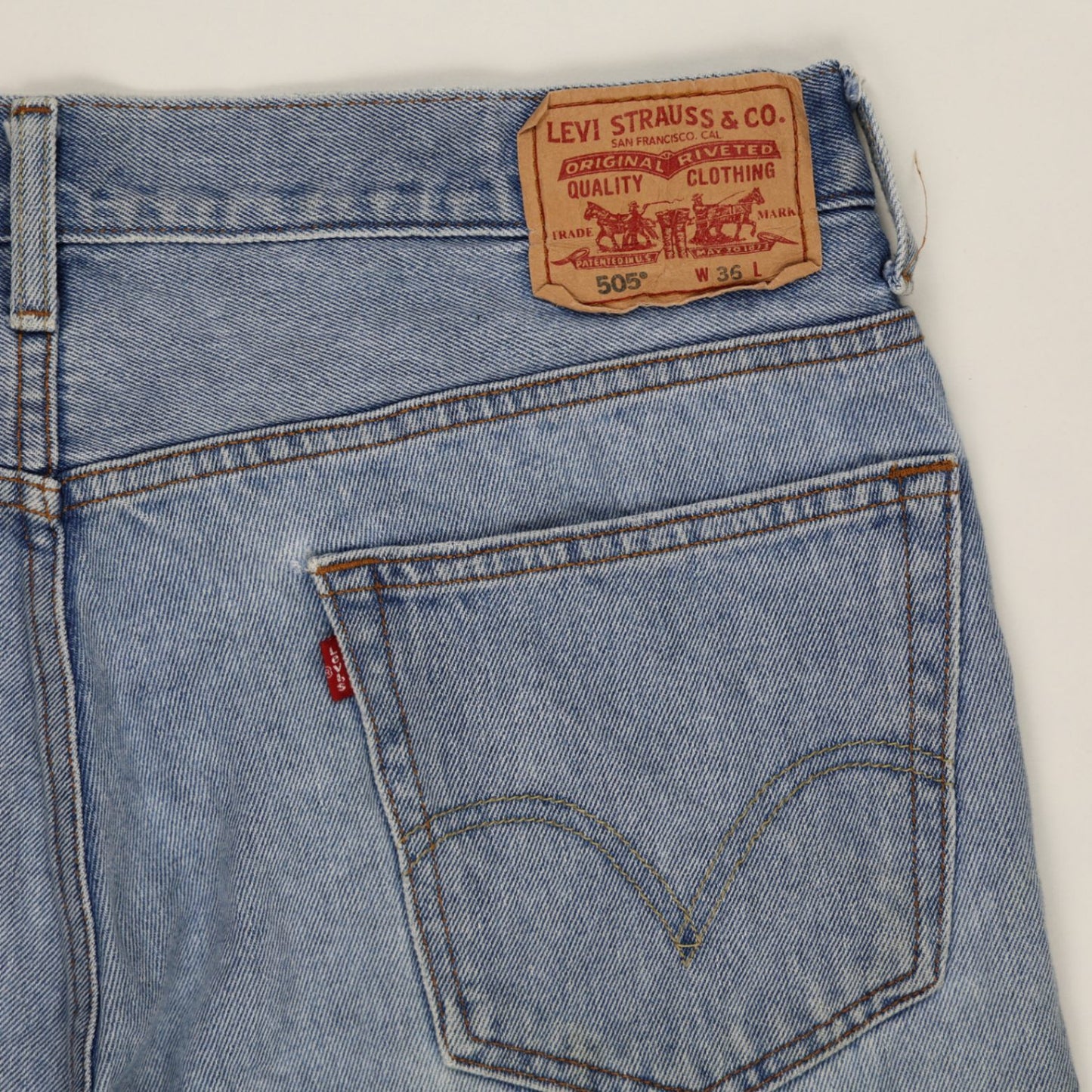 Levi's 505 Regular Fit Denim Shorts Light Blue W36 100% Cotton